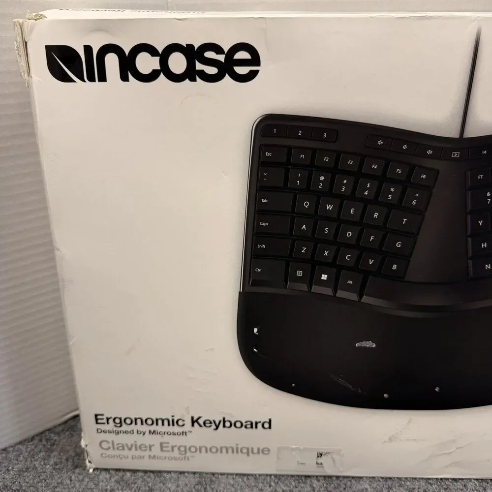 Incase Ergonomic Wired Keyboard Split Layout Black Cushioned Palm Rest USB